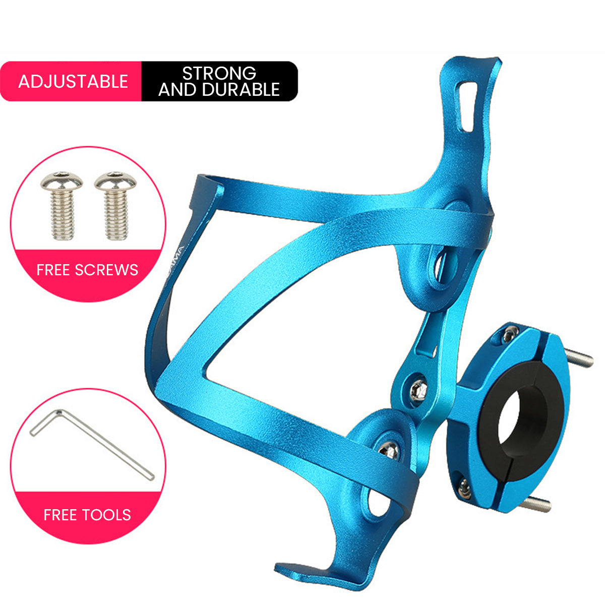 LLAMA EBIKE One-Piece Bicycle Cup Holder with Universal Mount Adapter