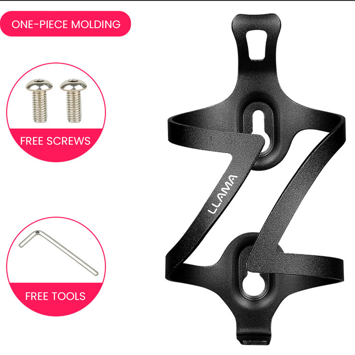 LLAMA EBIKE One-Piece Bicycle Cup Holder with Universal Mount Adapter