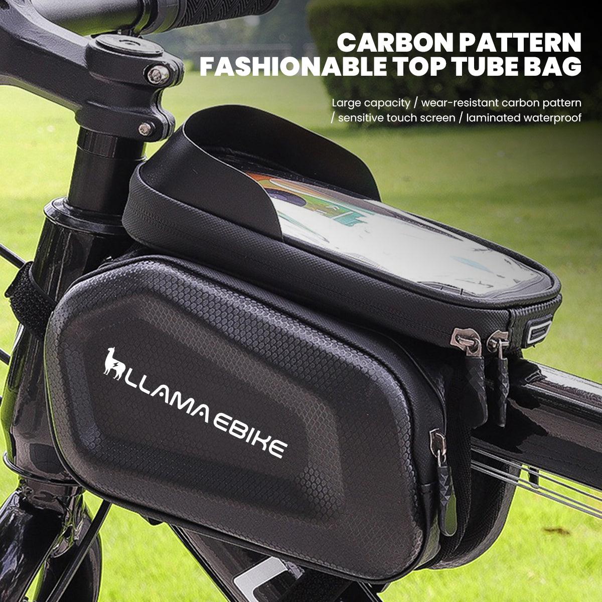 LLAMA EBIKE Waterproof Front Frame Bag with Phone Holder