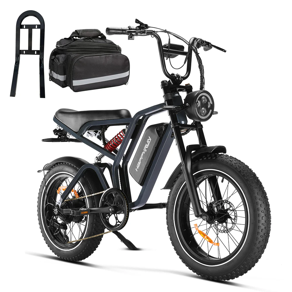 Happyrun Tank G60 Pro 2000W Moped Style Offroad Electric Bike Fat Tire + 4 Years Warranty