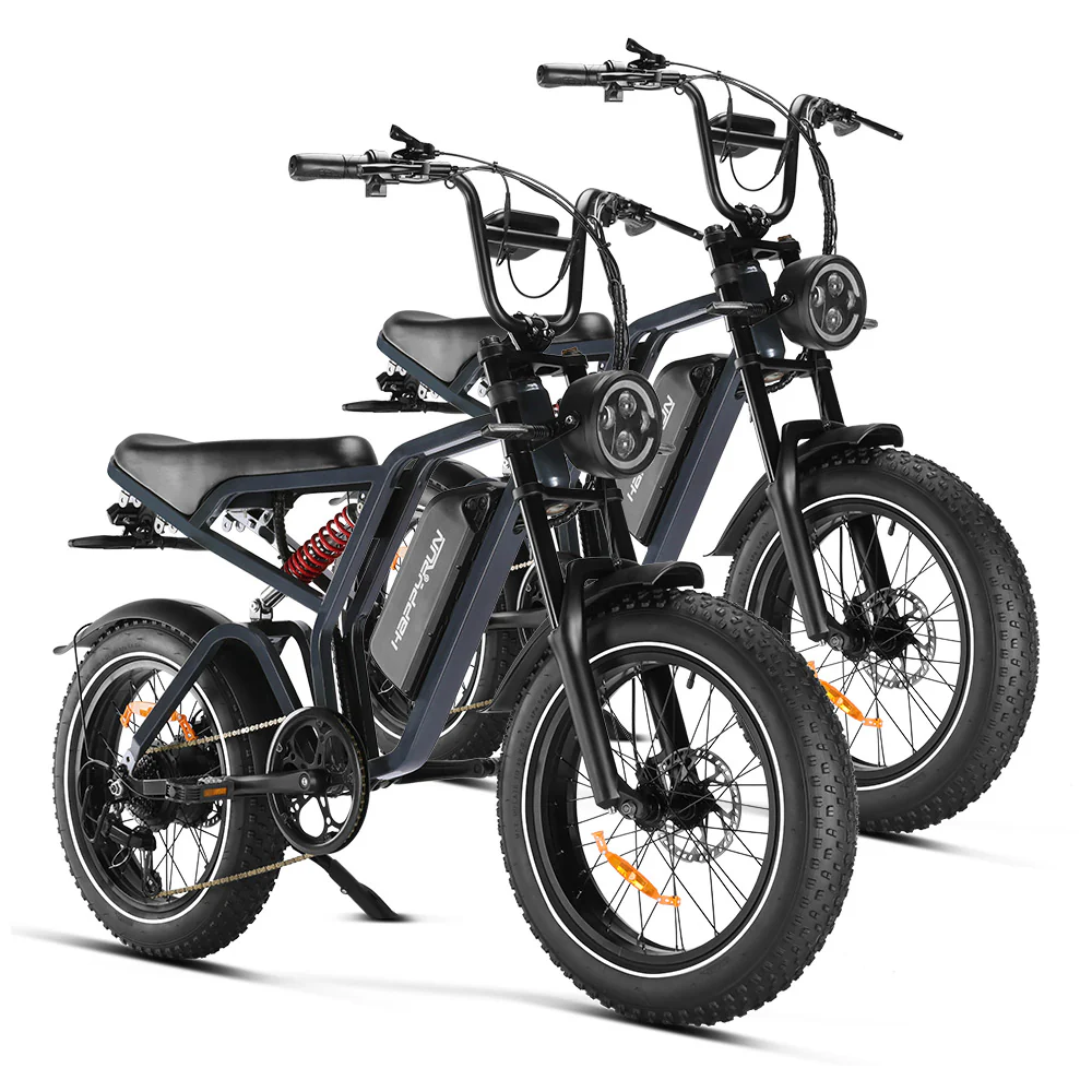 Happyrun Tank G60 Pro 2000W Moped Style Offroad Electric Bike Fat Tire + 4 Years Warranty