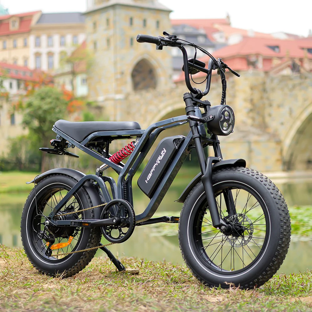 Happyrun Tank G60 Pro 2000W Moped Style Offroad Electric Bike Fat Tire + 4 Years Warranty