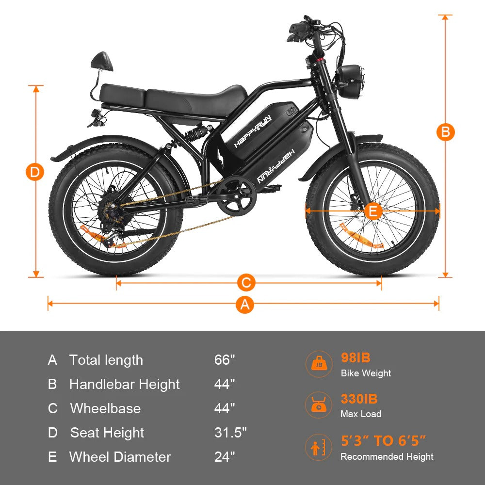 HappyRun G70 2000W Dual Battery Fast Electric Cargo Bike 2025 NEW + Free 4 Years Warranty