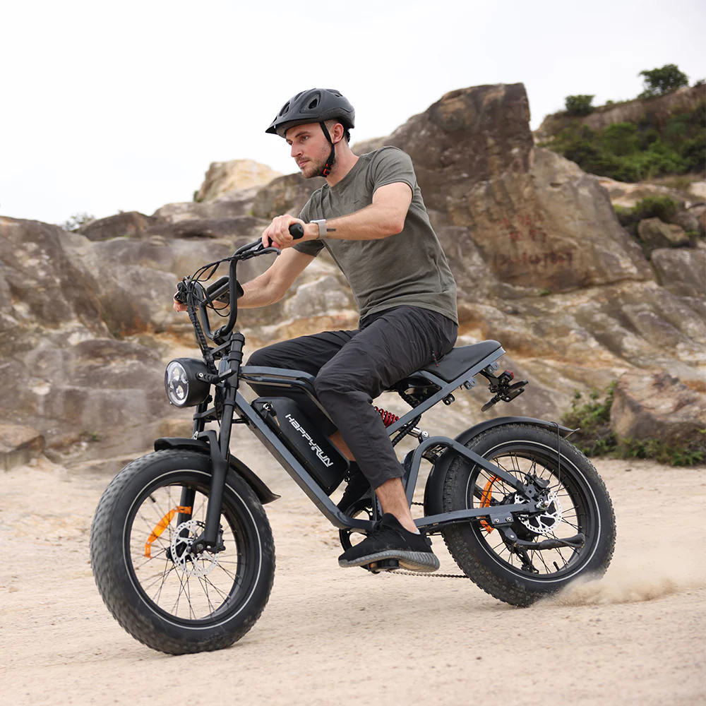 Happyrun Tank G60 Pro 2000W Moped Style Offroad Electric Bike Fat Tire + 4 Years Warranty