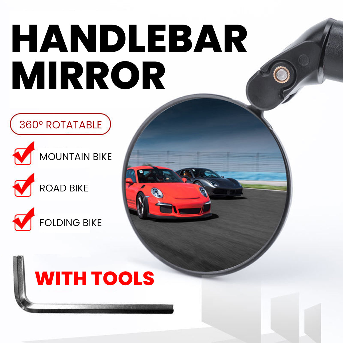 LLAMA EBIKE Foldable Convex Rearview Mirror