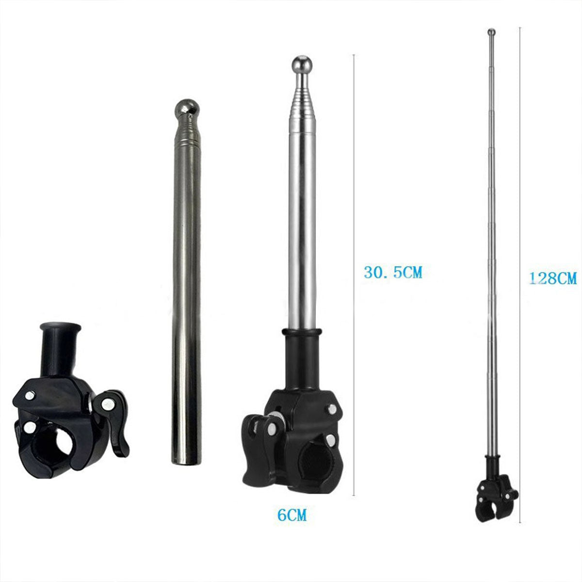 LLAMA EBIKE Extendable Flagpole with Alligator Clip