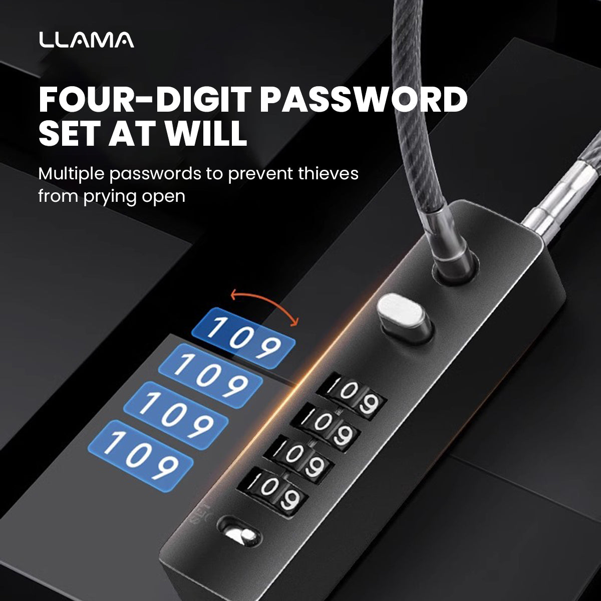 LLAMA EBIKE Steel wire combination lock padlock