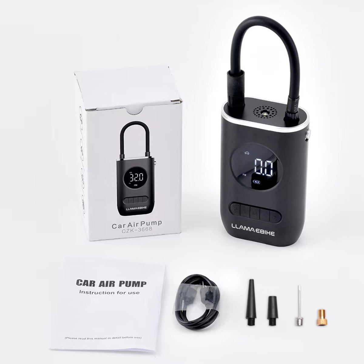 LLAMA EBIKE Portable Rechargeable Air Pump for Car Bicycle and Motorcycle Tires