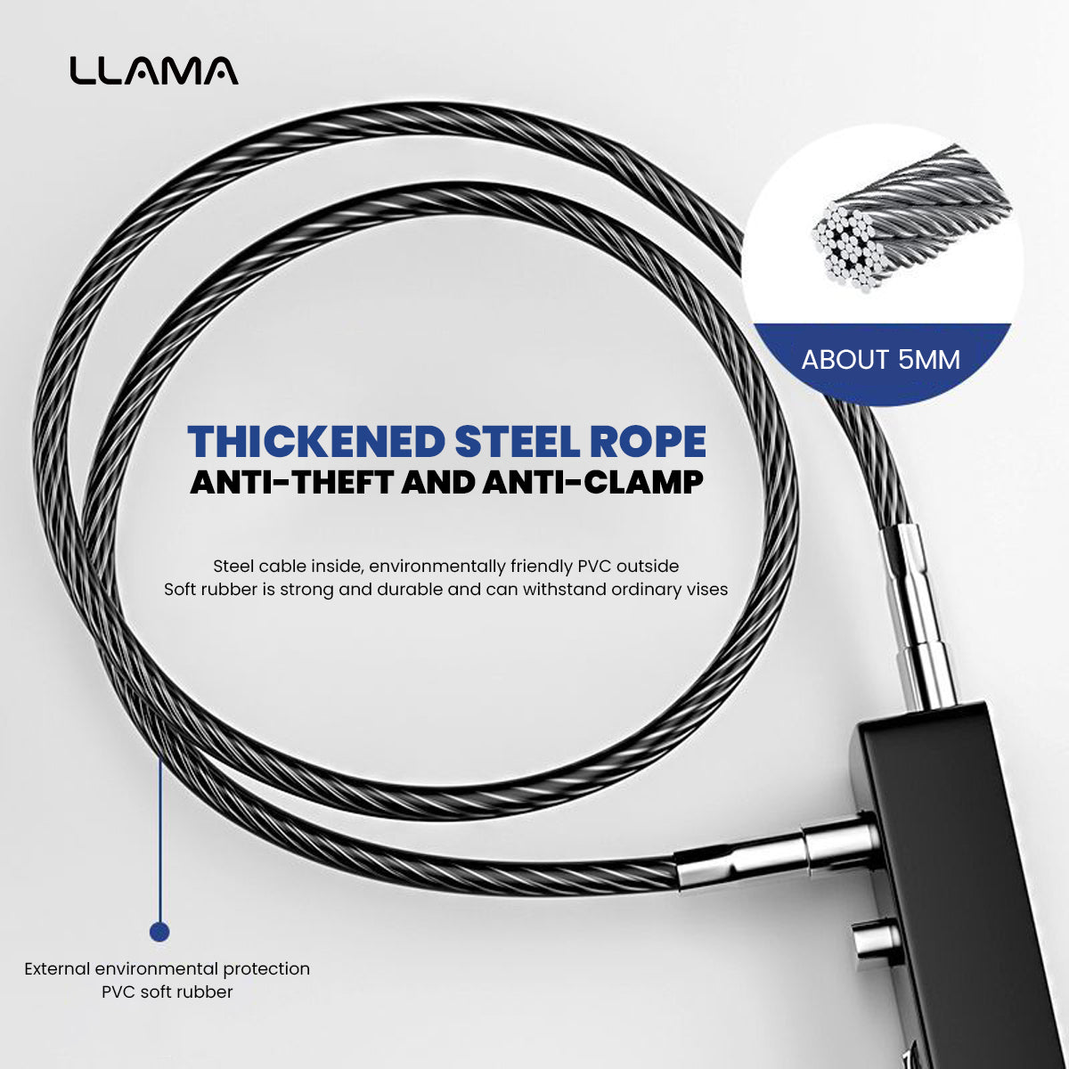 LLAMA EBIKE Steel wire combination lock padlock