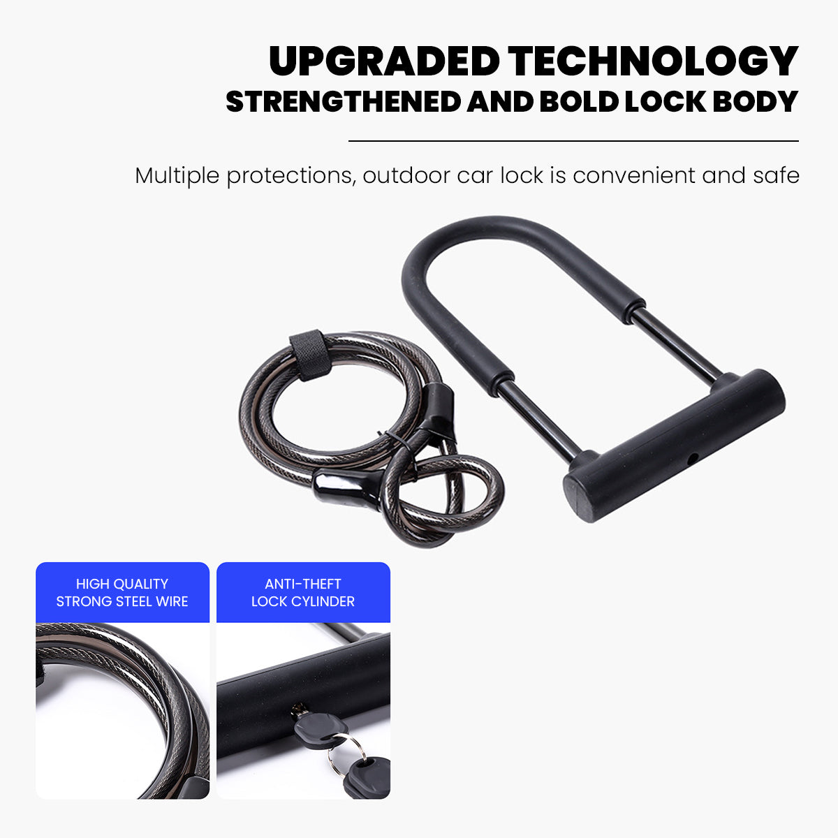 LLAMA EBIKE Heavy-Duty Portable Bike Lock Set
