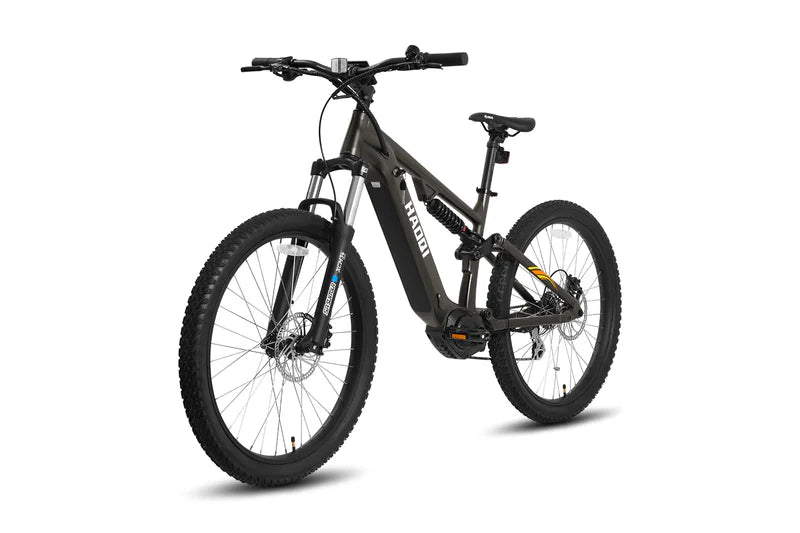 high end e bike fully HAOQI Mustang Premium Electric Mountain Bike (UL Certified)