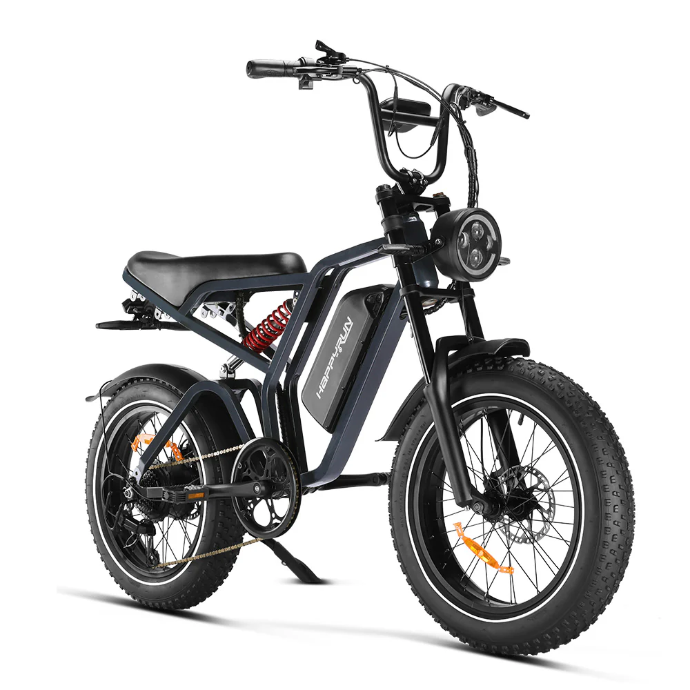 Happyrun Tank G60 Pro 2000W Moped Style Offroad Electric Bike Fat Tire + 4 Years Warranty