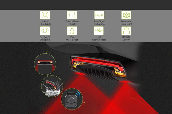 HAOQI Smart Bike Tail Light with Turn Signals